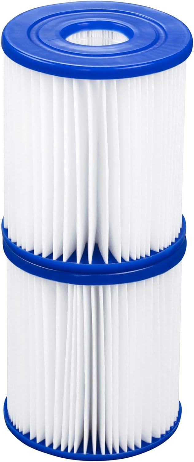 Bestway Pool Filter Cartridge Type I two-pack, white pleated cartridges shown front on