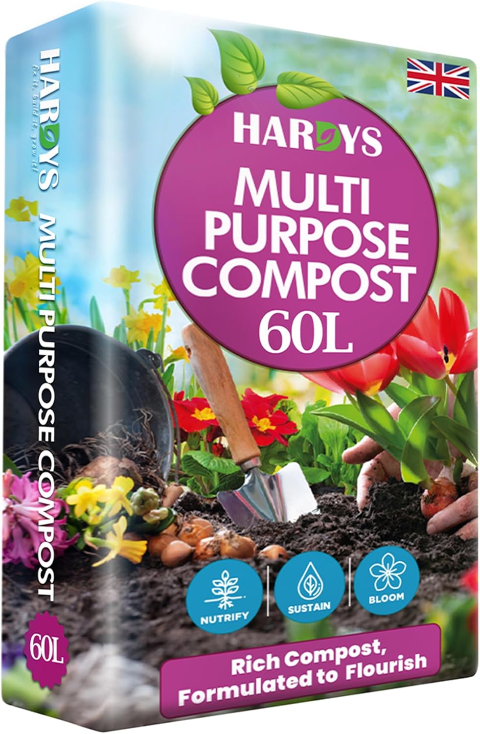 Bag of Hardys 60L multi-purpose potting and seed compost for outdoor and indoor plants