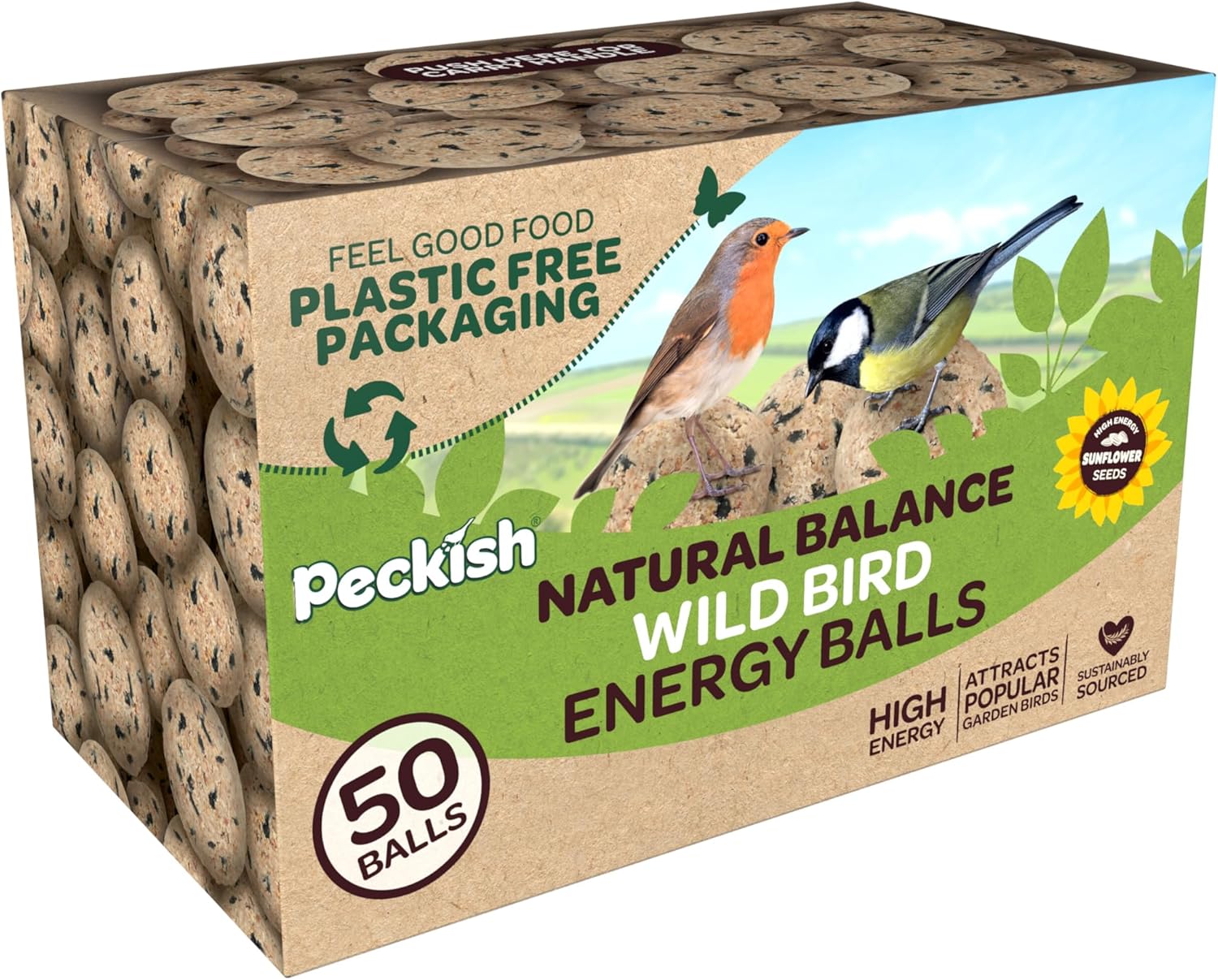 Peckish Natural Balance High Energy Fat Balls box of 50 for wild garden birds