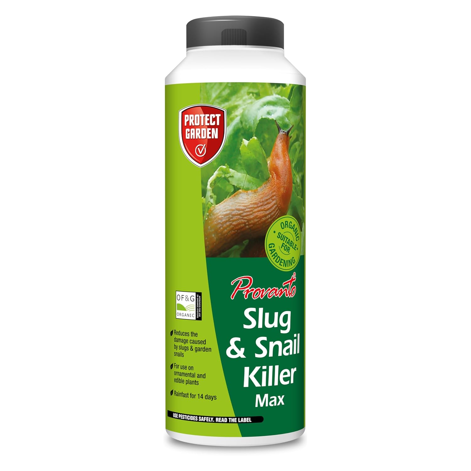 Tub of Provanto Slug & Snail Killer Max 800g organic approved slug pellets