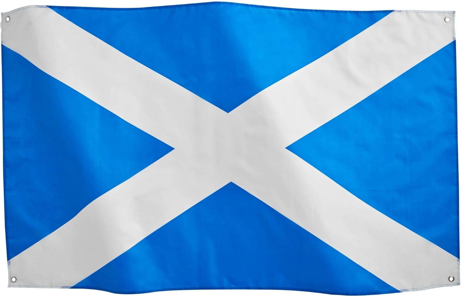 Runesol Scotland flag 3x5ft saltire laid flat showing brass eyelets in all four corners
