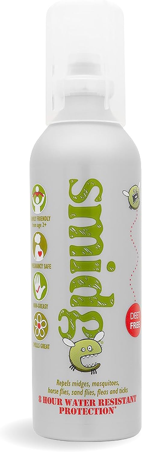 Smidge Insect Repellent Cream 75ml aluminium pump bottle with DEET free badge and 8 hour water resistant protection label
