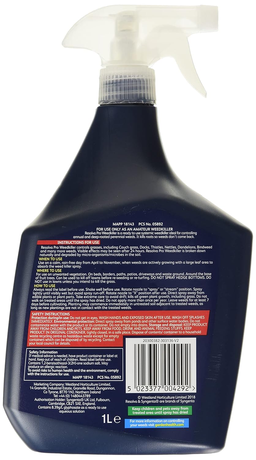Resolva Pro weedkiller bottle showing the ready to use formulation label