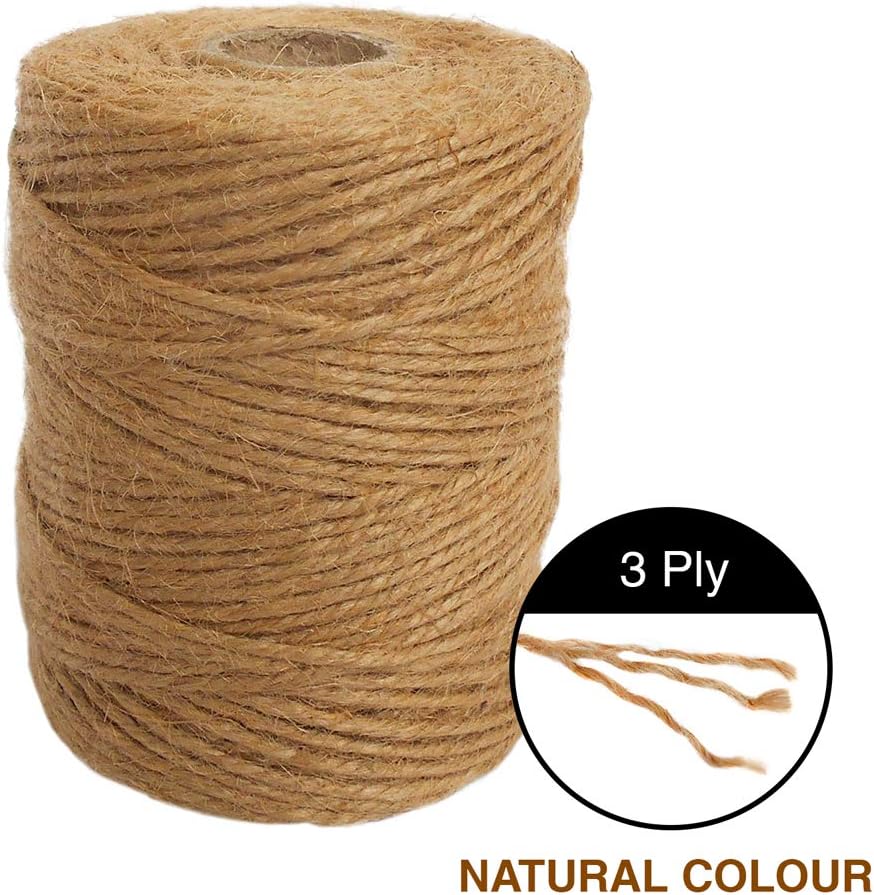 Close-up of ANSIO jute twine with a 3-ply natural colour callout
