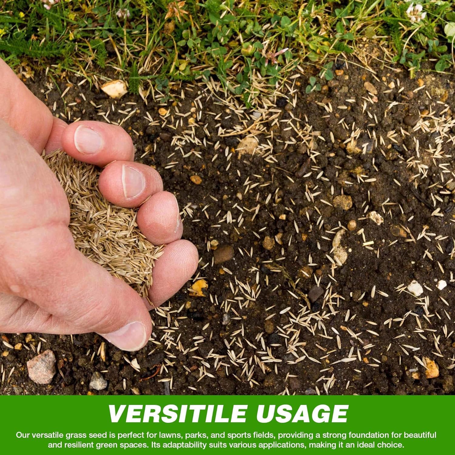 Angled view of GroundMaster lawn seed bag showing product information