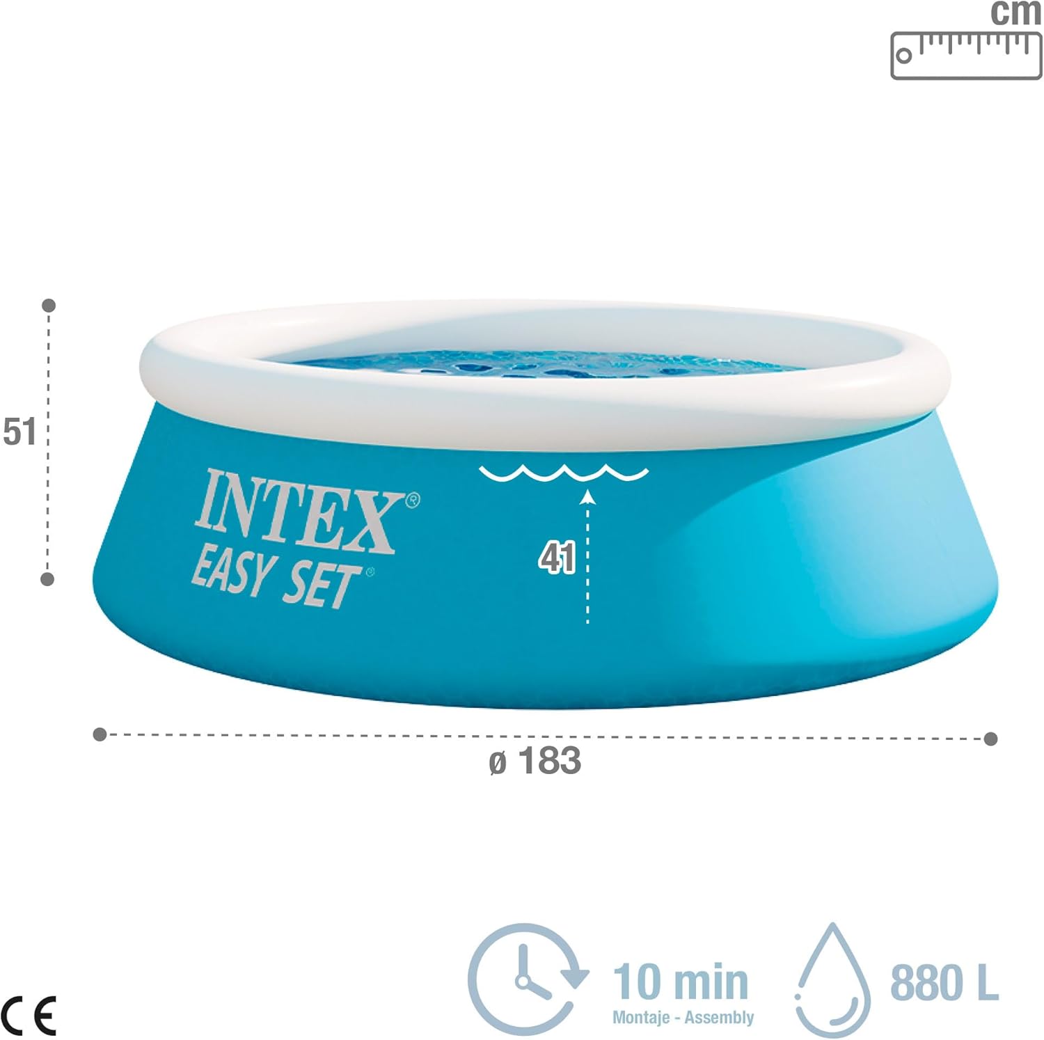 Intex Easy Set pool shown at an angle on grass