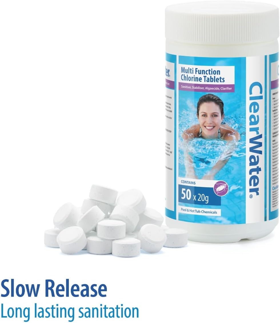 Angled view of the Clearwater chlorine tablets tub