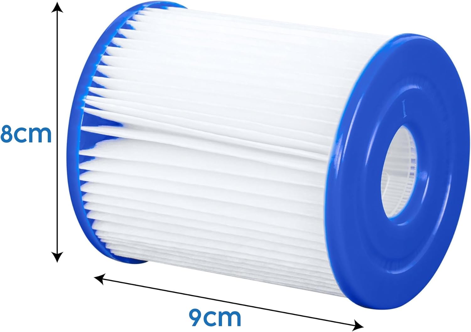 Bestway Type I cartridge photographed at an angle showing the depth of the pleats