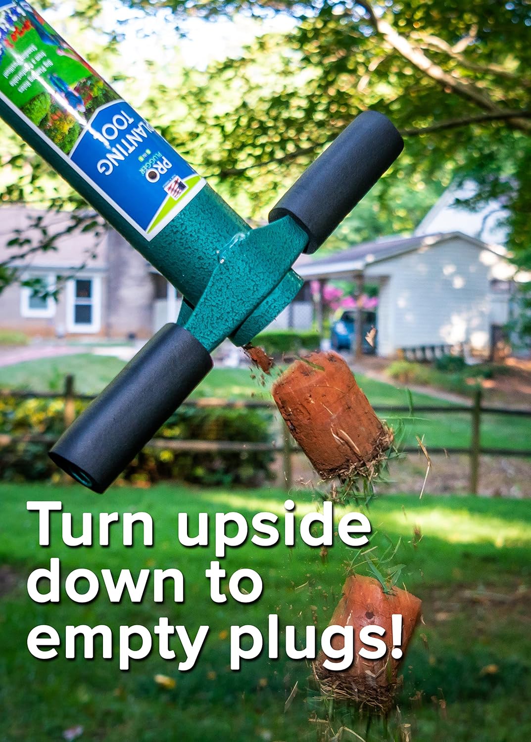 The ProPlugger turned upside down with two intact soil cores dropping free of the barrel