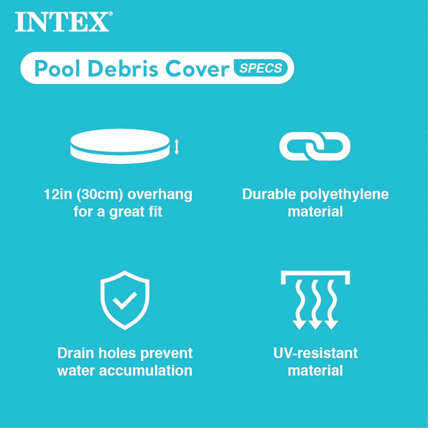 Close-up of the drainage holes punched into the surface of the Intex pool cover