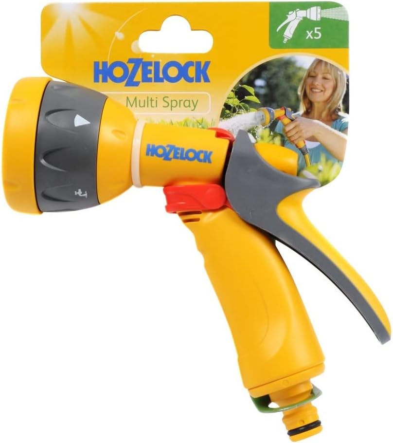 Hozelock Multi-Jet Spray Gun product image showing the full spray head and trigger assembly