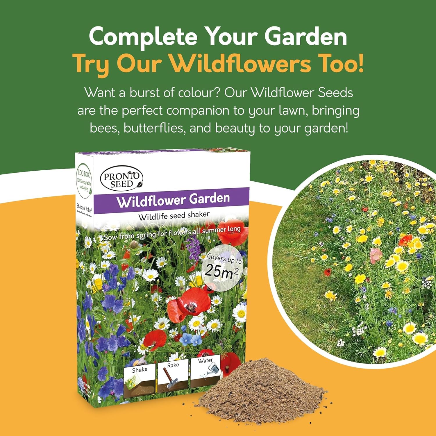 Pronto Seed Premium Grass Seed packaging showing product details and instructions