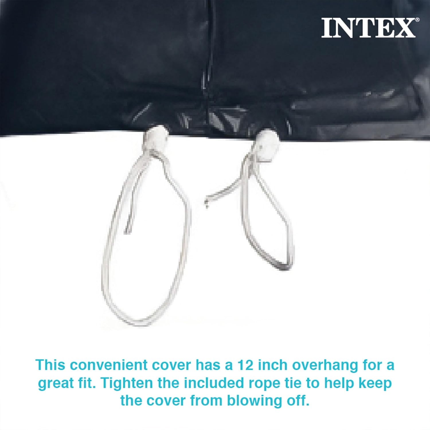 Intex 8ft Easy Set Pool Cover feature shot showing the blue polyethylene surface