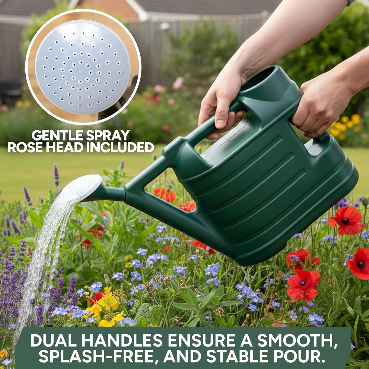 Close-up of the white perforated rose head supplied with the Zuvo watering can