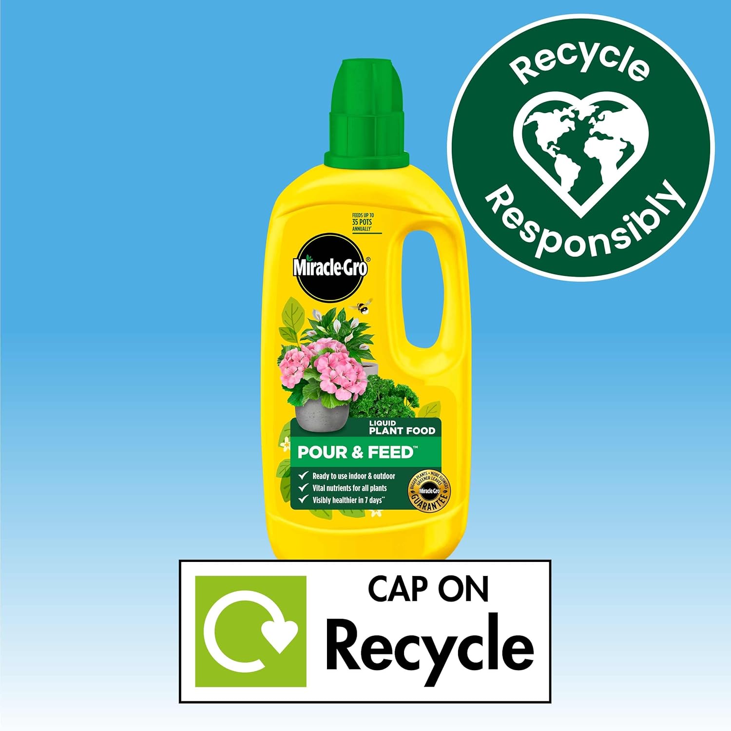 Miracle-Gro Pour and Feed 1L bottle showing product labelling