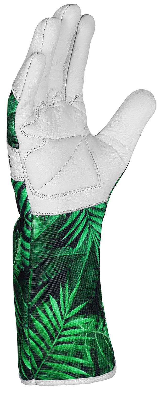 Single SAWANS long glove shown palm side, gauntlet cuff extending well past the wrist