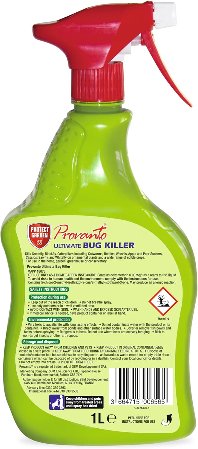 Provanto Ultimate Bug Killer being used on a plant outdoors