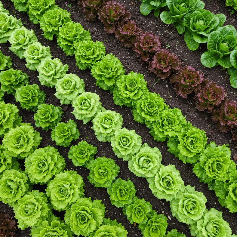 Fresh lettuce varieties growing in UK garden bed