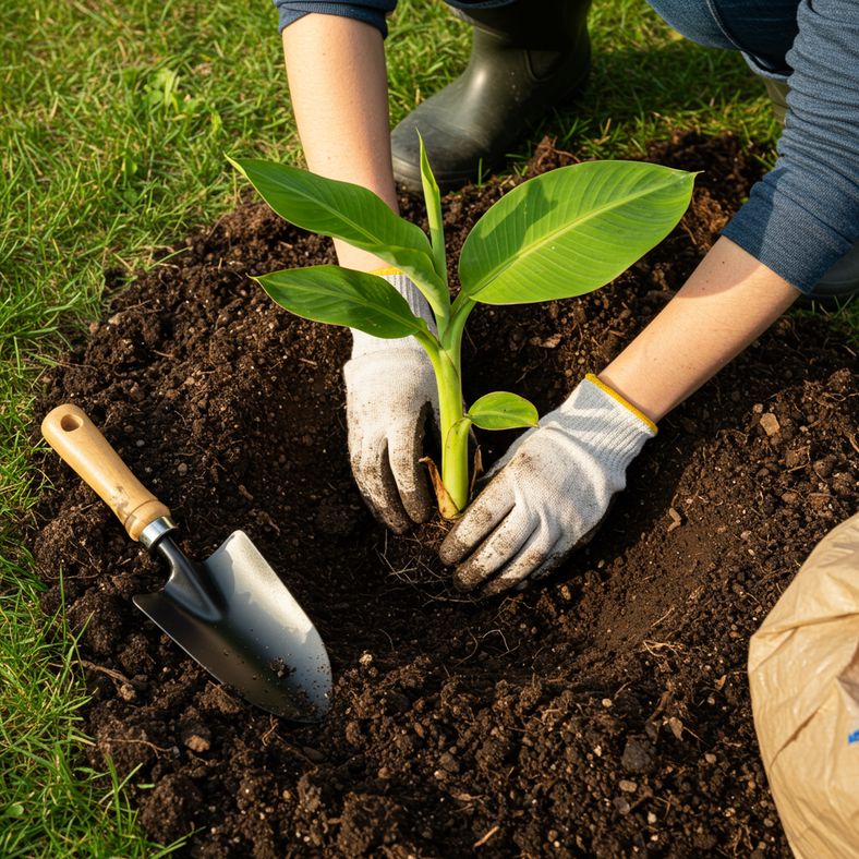 Planting a banana plant in a UK garden border