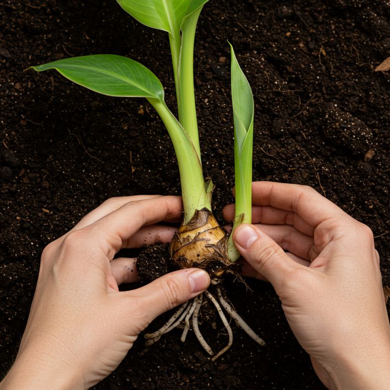 Separating banana plant offsets for propagation