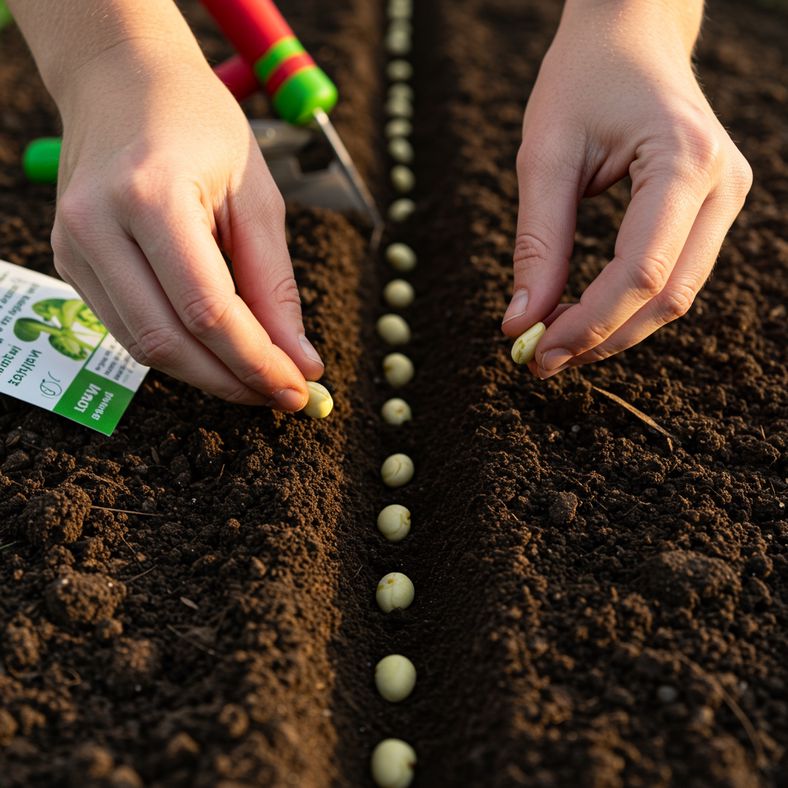 Sowing dwarf French bean seeds in July