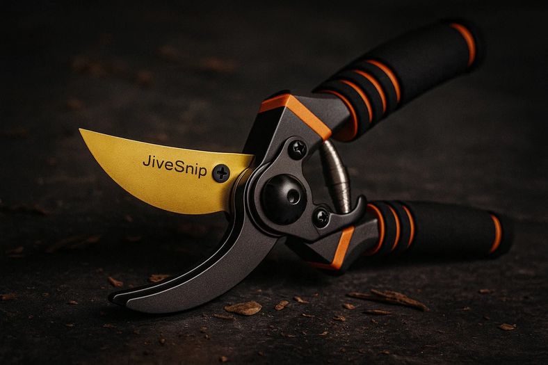 Side-by-side comparison showing JiveSnip secateurs advantages and disadvantages in garden setting